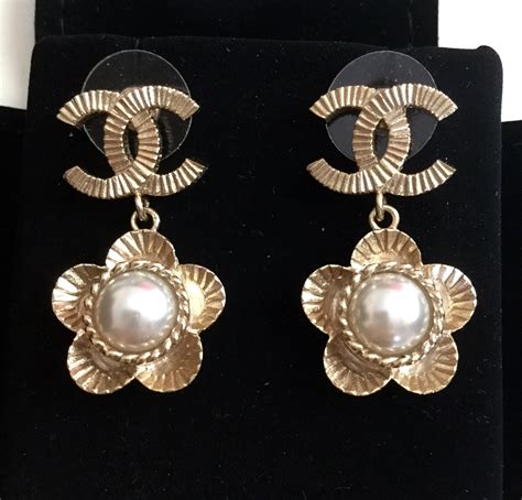 fake chanel earrings ebay|vintage chanel camellia earrings.